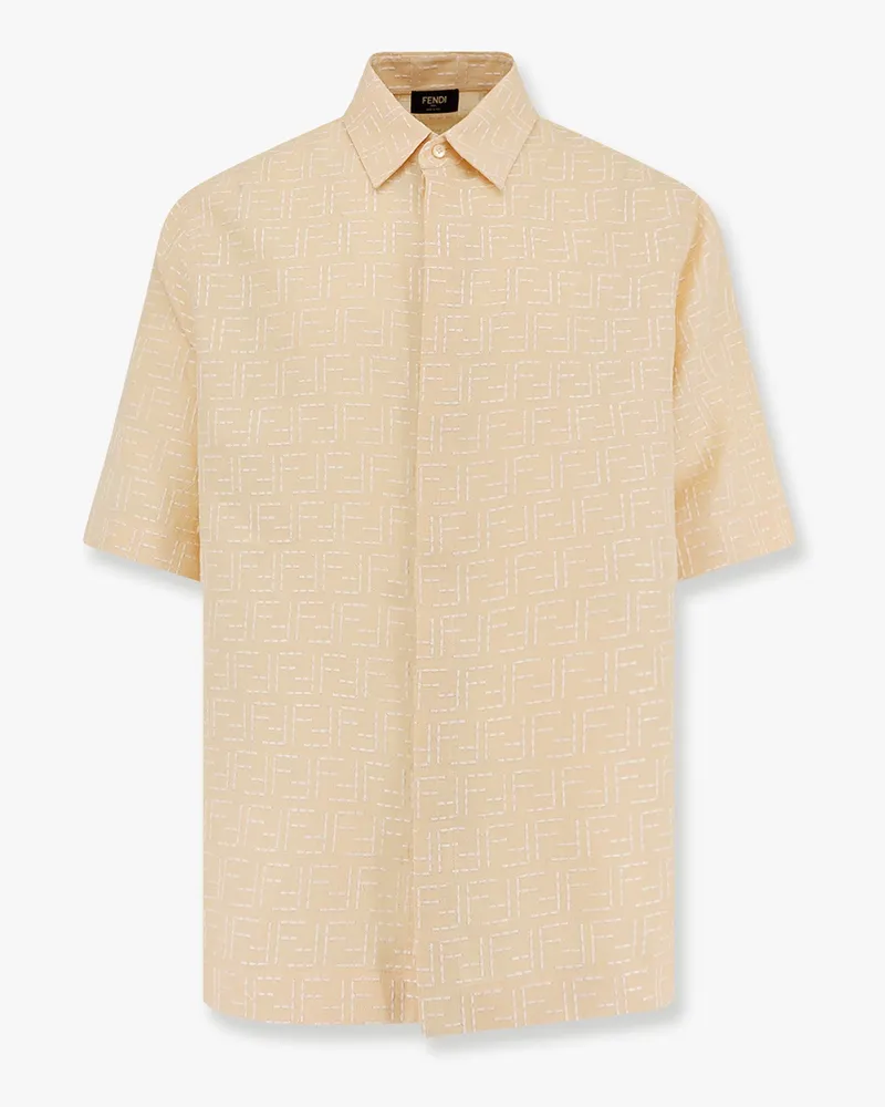 Fendi Jacquard linen and cotton shirt with all-over FF embroidery -  - gender_Man Yellow