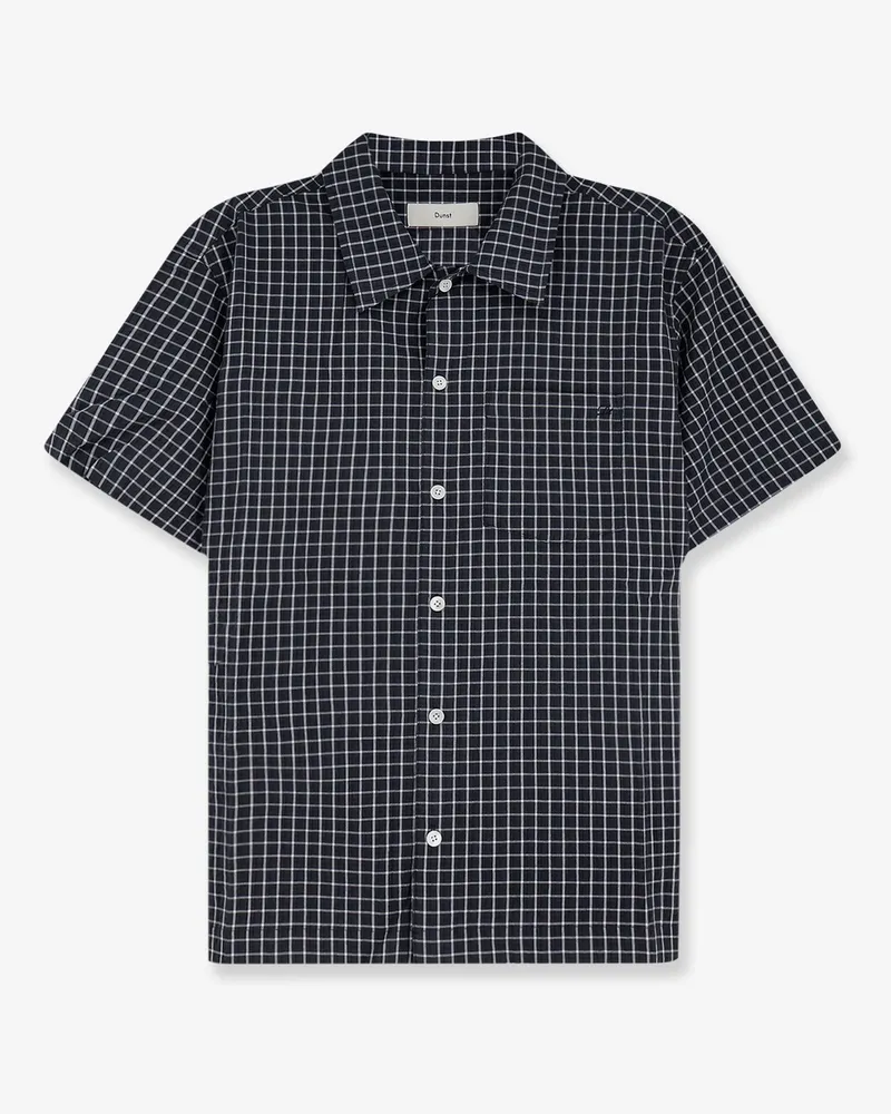 Dunst Cotton blend shirt with check pattern -  - gender_Man Black