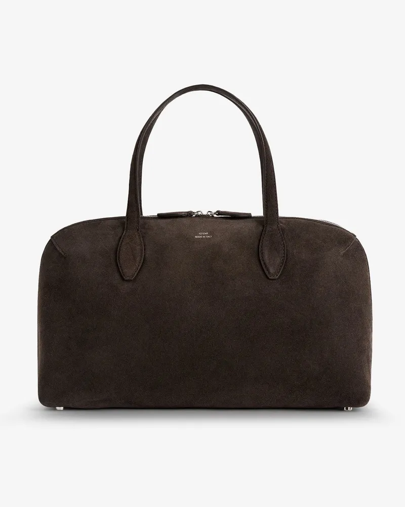 Totême Suede shoulder bag with logo lettering on the front -  - gender_Woman Brown