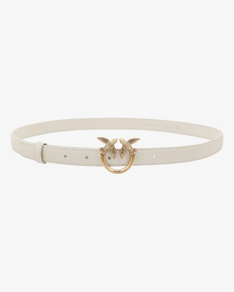 Pinko Love berry leather belt with love birds buckle -  - gender_Woman White