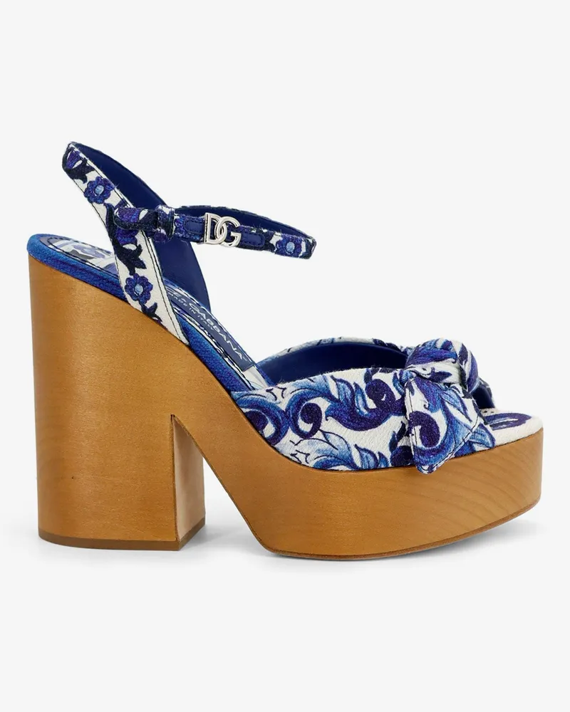 Dolce & Gabbana Canvas sandals with Maiolica print -  - gender_Woman Blue