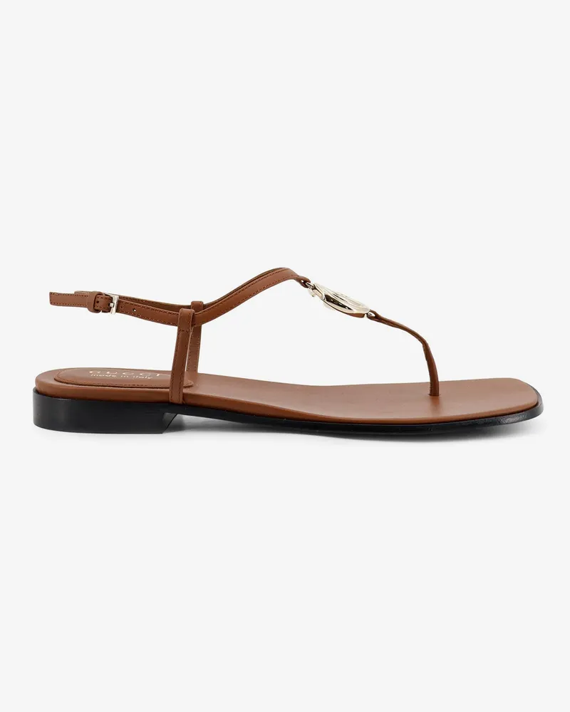 Gucci Lifford leather sandals with metal GG logo -  - gender_Woman Brown
