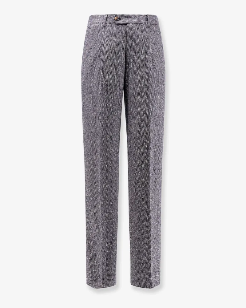 Brunello Cucinelli Herringbone wool and cashmere trousers -  - gender_Man Blue