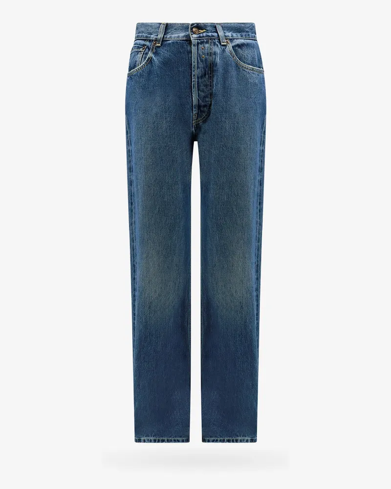 Alexander McQueen Cotton jeans with leather logo patch -  - gender_Man Blue