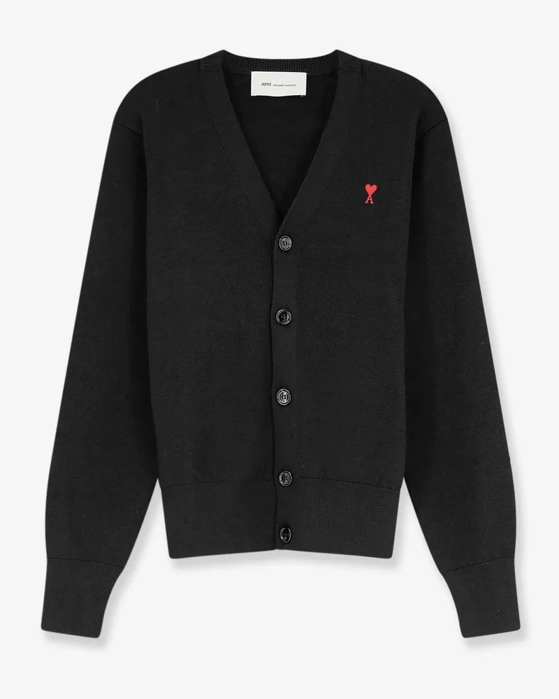 AMI Paris Wool cardigan with Logo embroidery -  - gender_Man Black