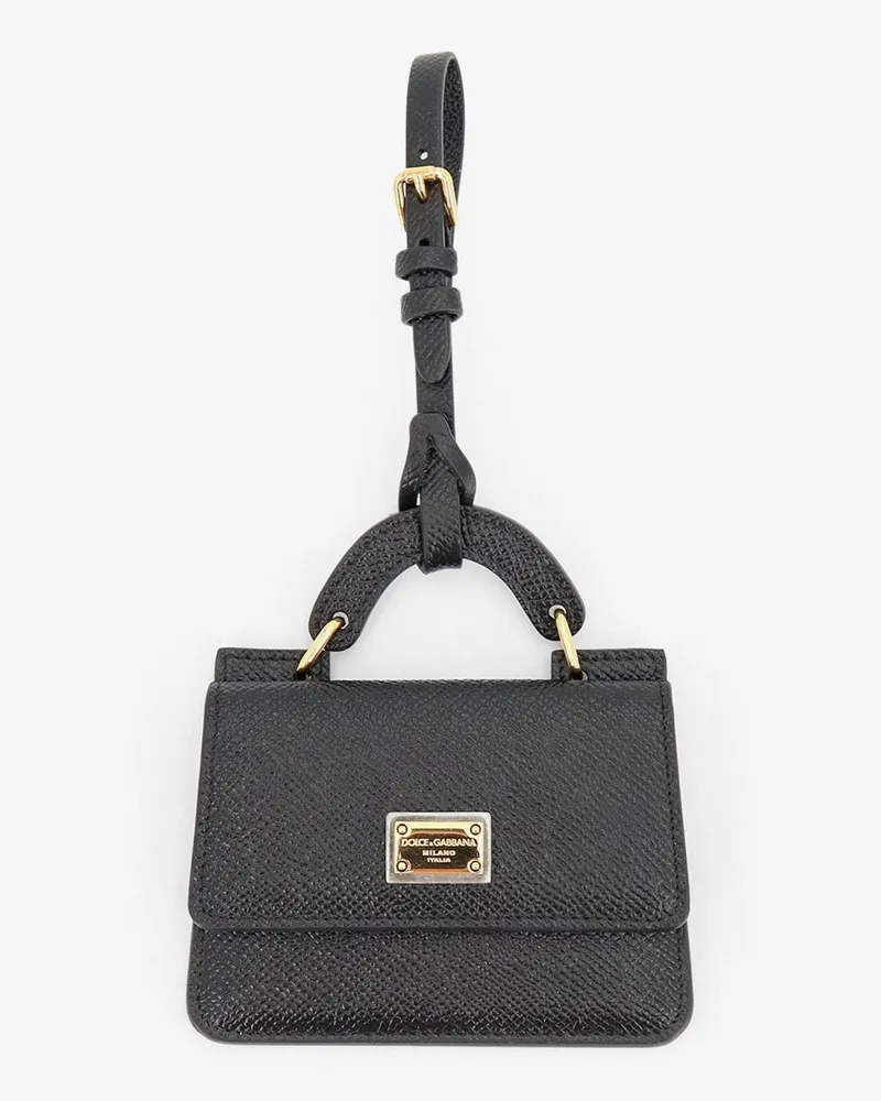 Dolce & Gabbana Hammered leather card holder with metal logo tag -  - gender_Woman Black