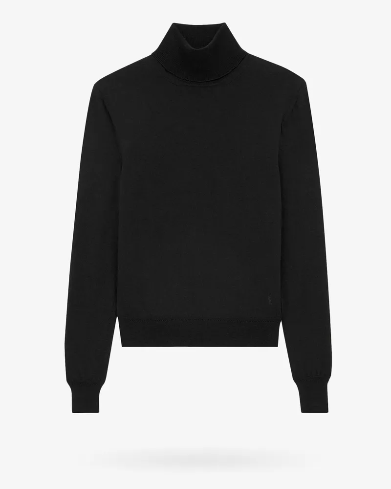 Saint Laurent Sustainable wool sweater with embroidered monogram -  - gender_Woman Black