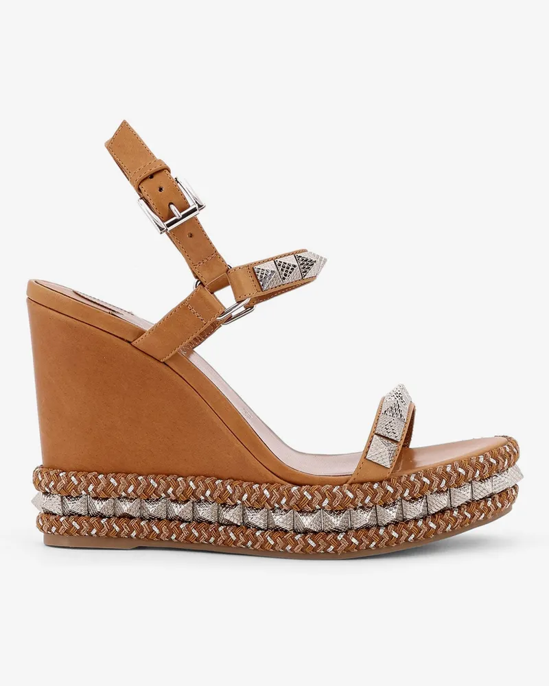 Christian Louboutin Pyraclou 110 plateau sandals with studs -  - gender_Woman Brown