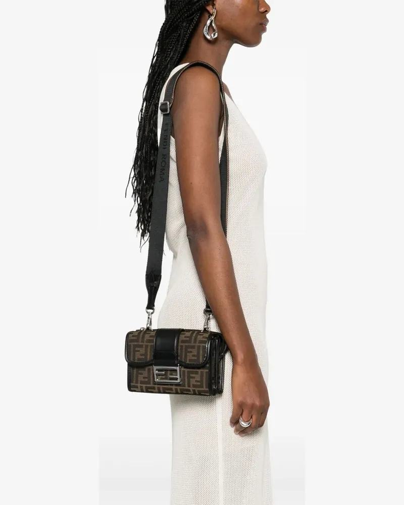 Fendi Baguette double jacquard shoulder bag -  - gender_Man Brown