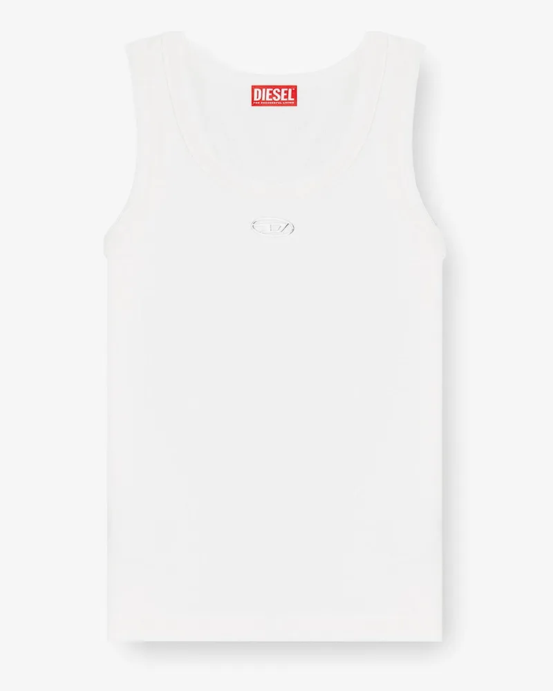 Diesel Slim fit ribbed tank top with metal Oval D -  - gender_Woman White