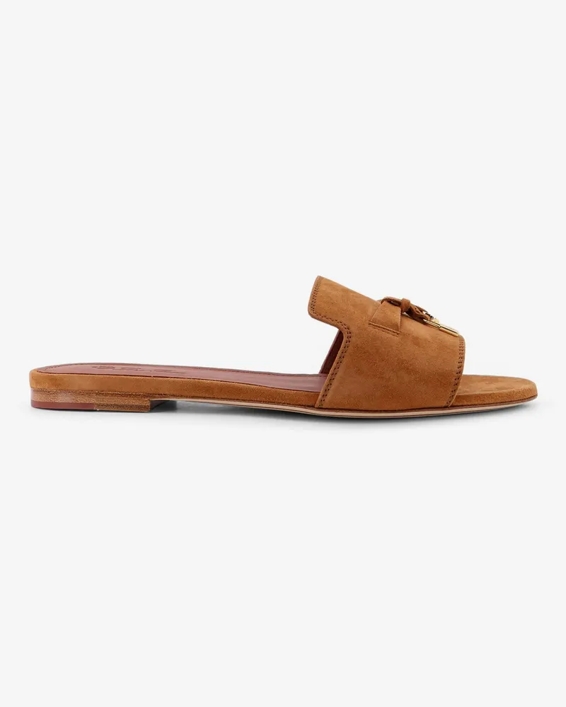 Loro Piana Summer Charms flat suede sandals -  - gender_Woman Brown