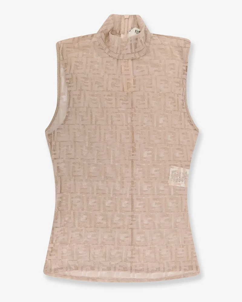 Fendi FF embroidered jersey top -  - gender_Woman Beige