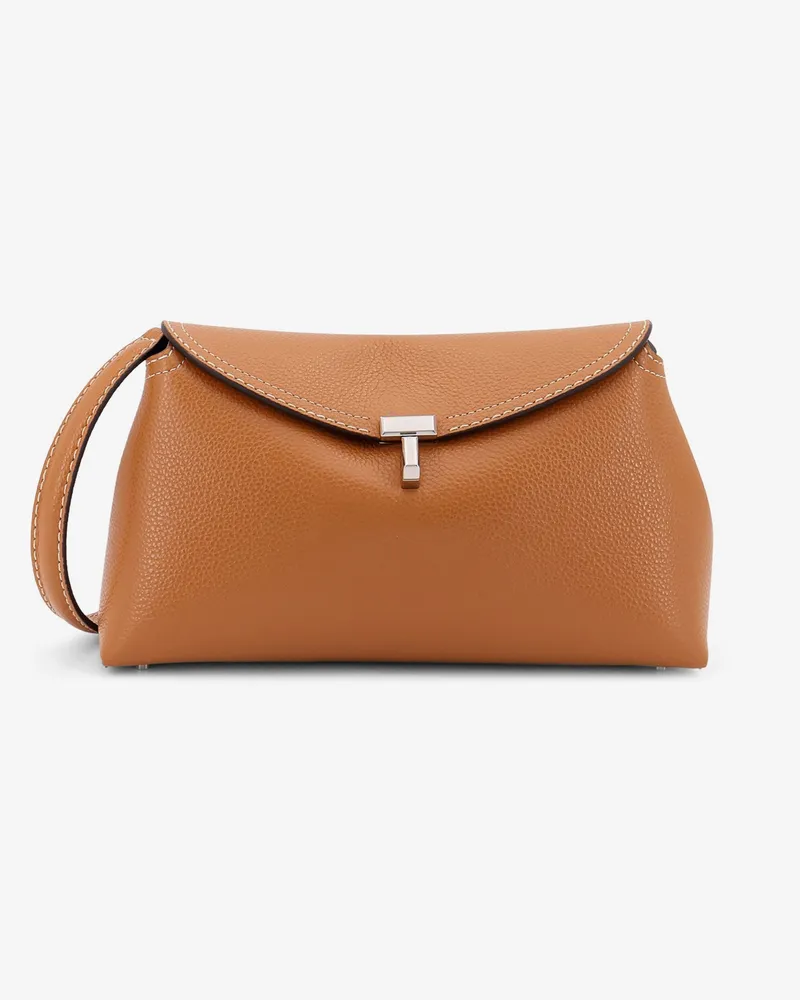 Totême T-Lock leather clutch -  - gender_Woman Brown