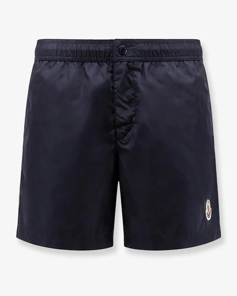 Moncler Nylon swim trunks with logo patch on the bottom -  - gender_Man Blue