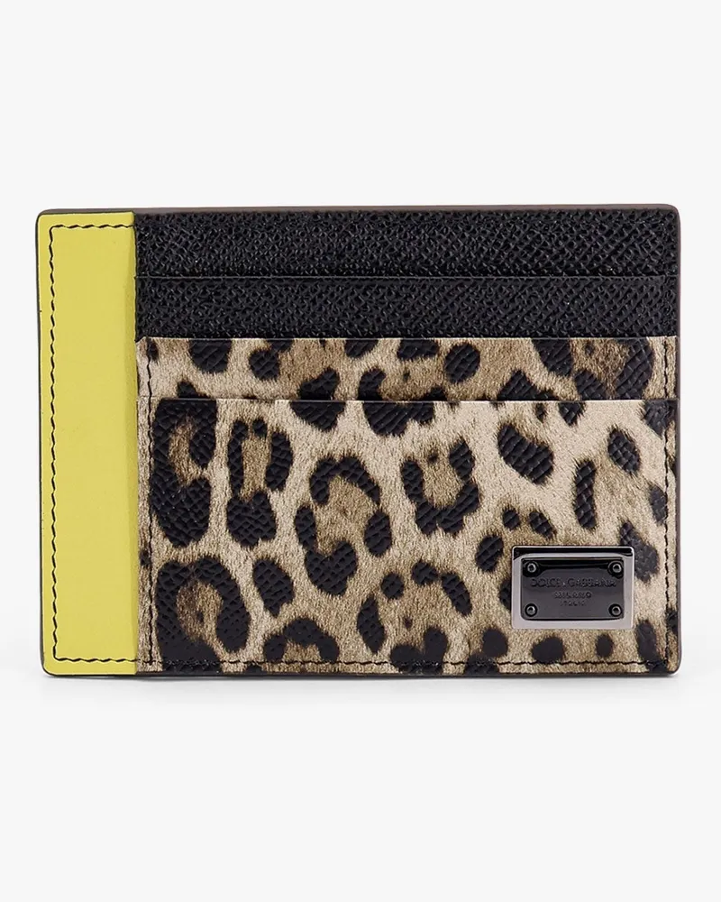 Dolce & Gabbana Saffiano leather card holder with animalier insert -  - gender_Man Multicolor