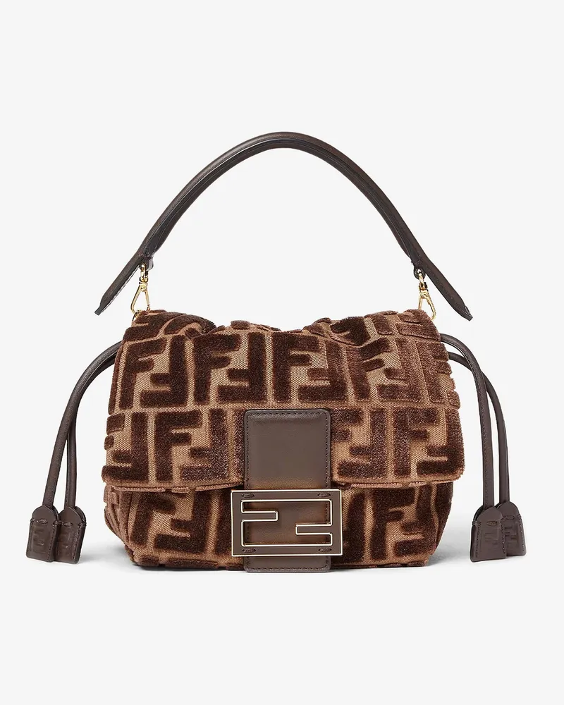 Fendi Mamma Baguette Small FF velvet jacquard crossbody bag -  - gender_Woman Brown