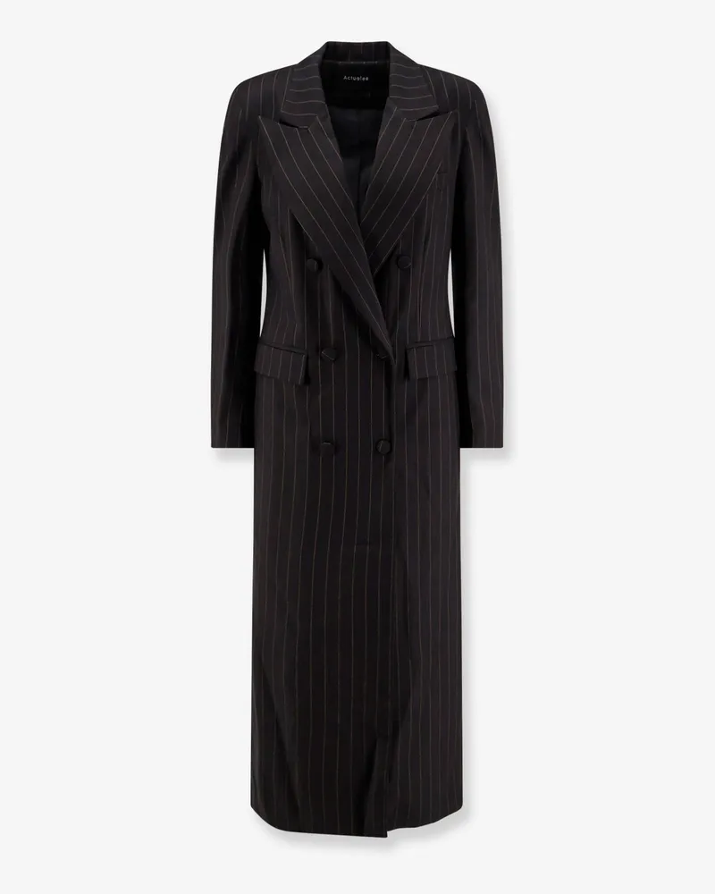 ACTUALEE Double-breasted pinstriped coat -  - gender_Woman Black