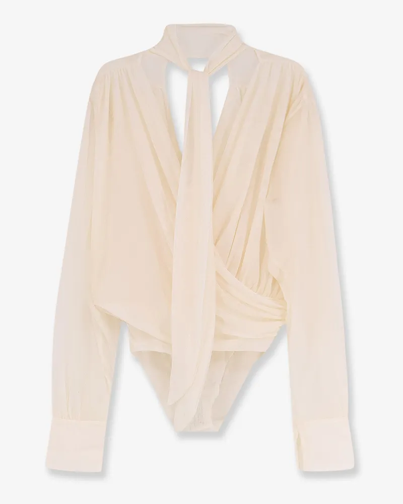 Amazuìn Keila Sheer stretch tulle bodysuit -  - gender_Woman White
