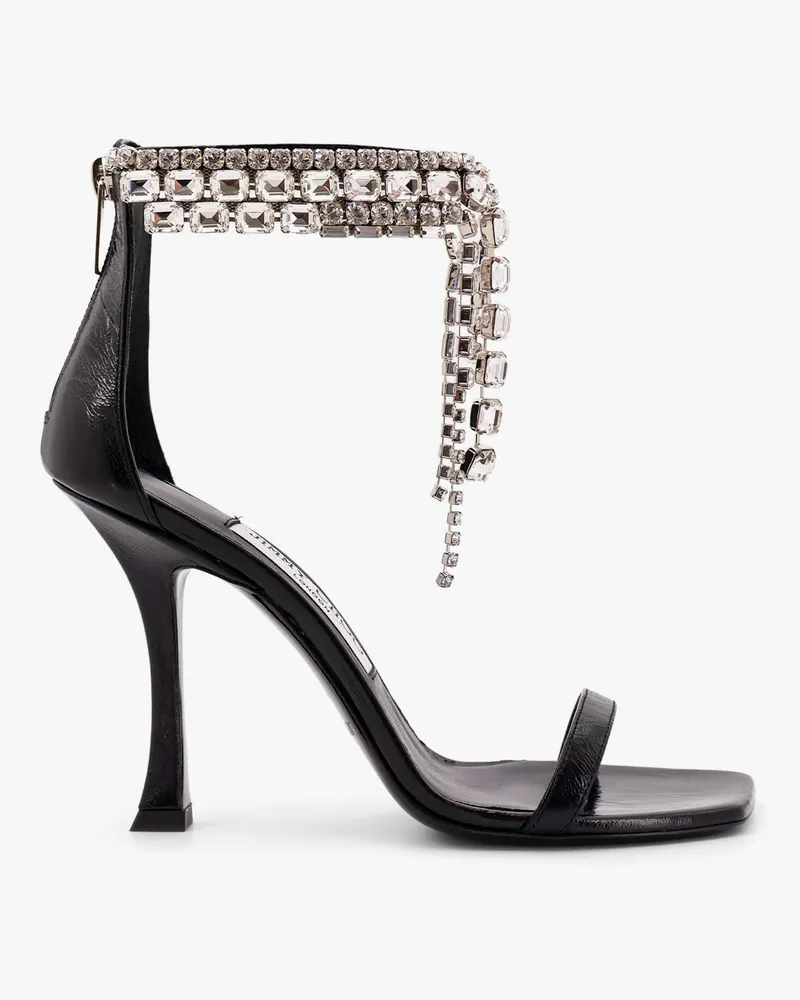 Jimmy Choo Black vintage leather sandals with crystals detail -  - gender_Woman Black