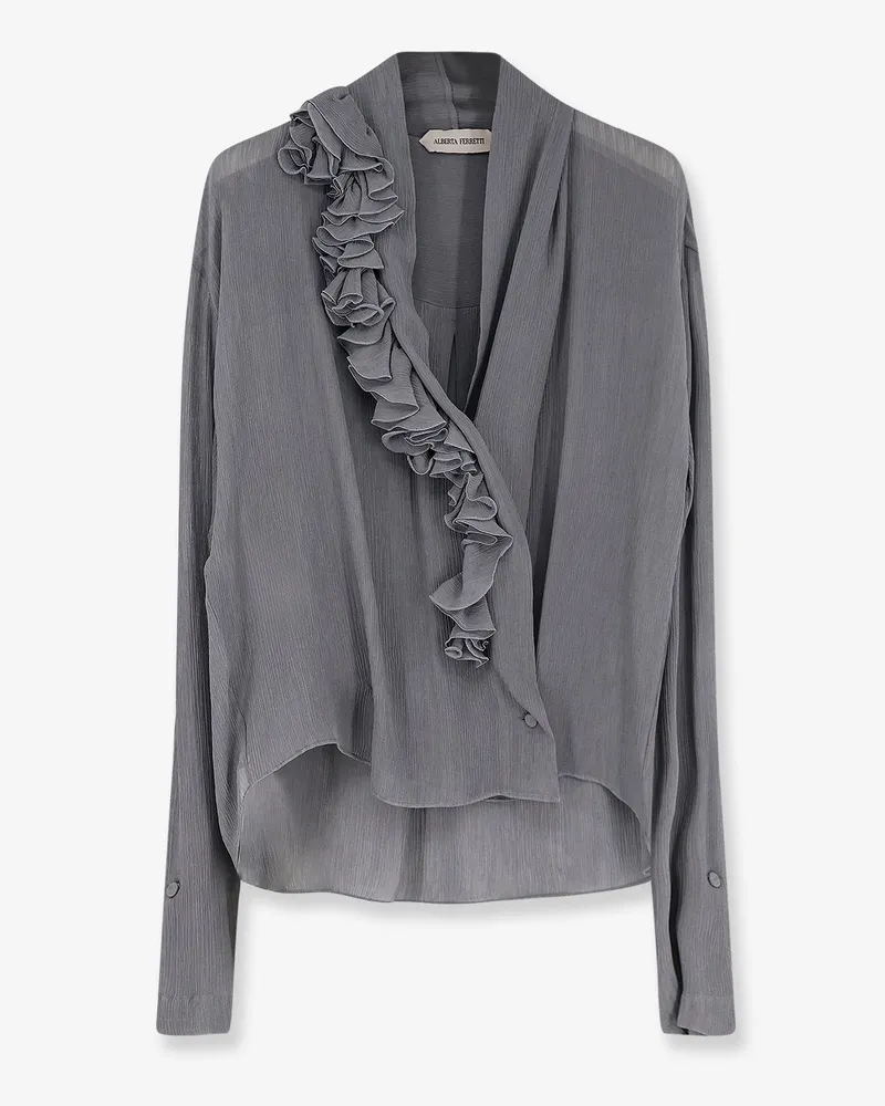 Alberta Ferretti Crepe shirt with rouches -  - gender_Woman Grey