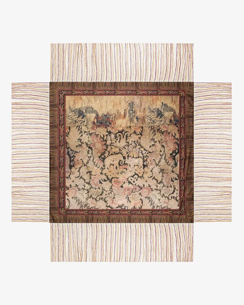 Pierre-Louis Mascia Aloeuw silk fringed foulard -  - gender_Woman Beige