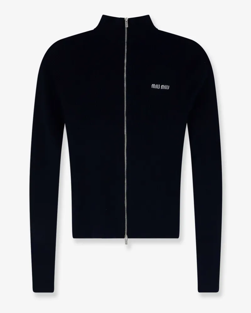 Miu Miu Cotton cardigan with front logo inlay -  - gender_Woman Blue