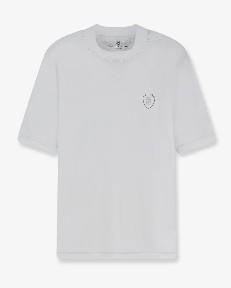 Brunello Cucinelli Technical fabric T-shirt with front logo patch -  - gender_Man White