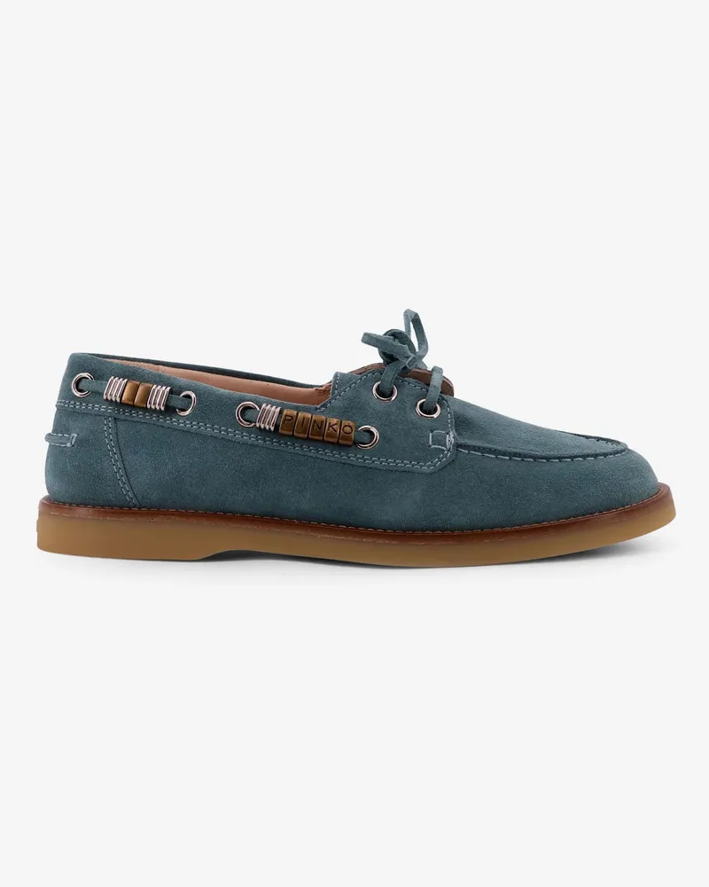 Pinko Grace suede loafers with metal lettering logo -  - gender_Woman Blue