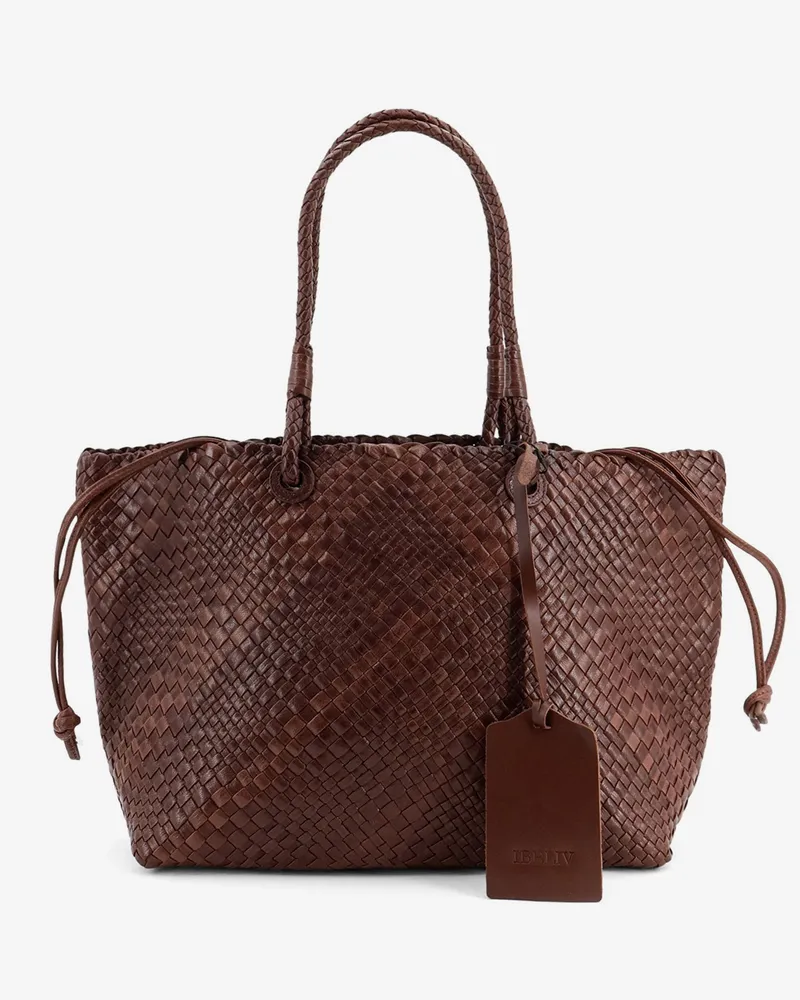 IBELIV Bazika vegetable leather shoulder bag with woven pattern -  - gender_Woman Brown