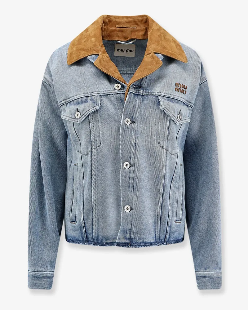 Miu Miu Denim Jacket with suede detail -  - gender_Woman Blue