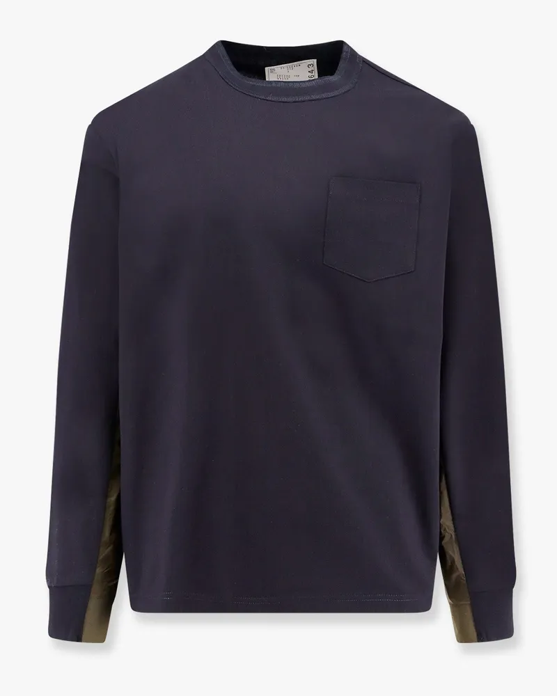 Sacai Cotton t-shirt with nylon insert -  - gender_Man Blue