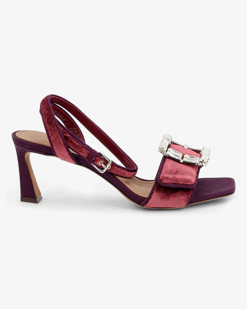 Dolce & Gabbana Sandali in velluto con dettaglio strass frontale -  - gender_Woman Purple