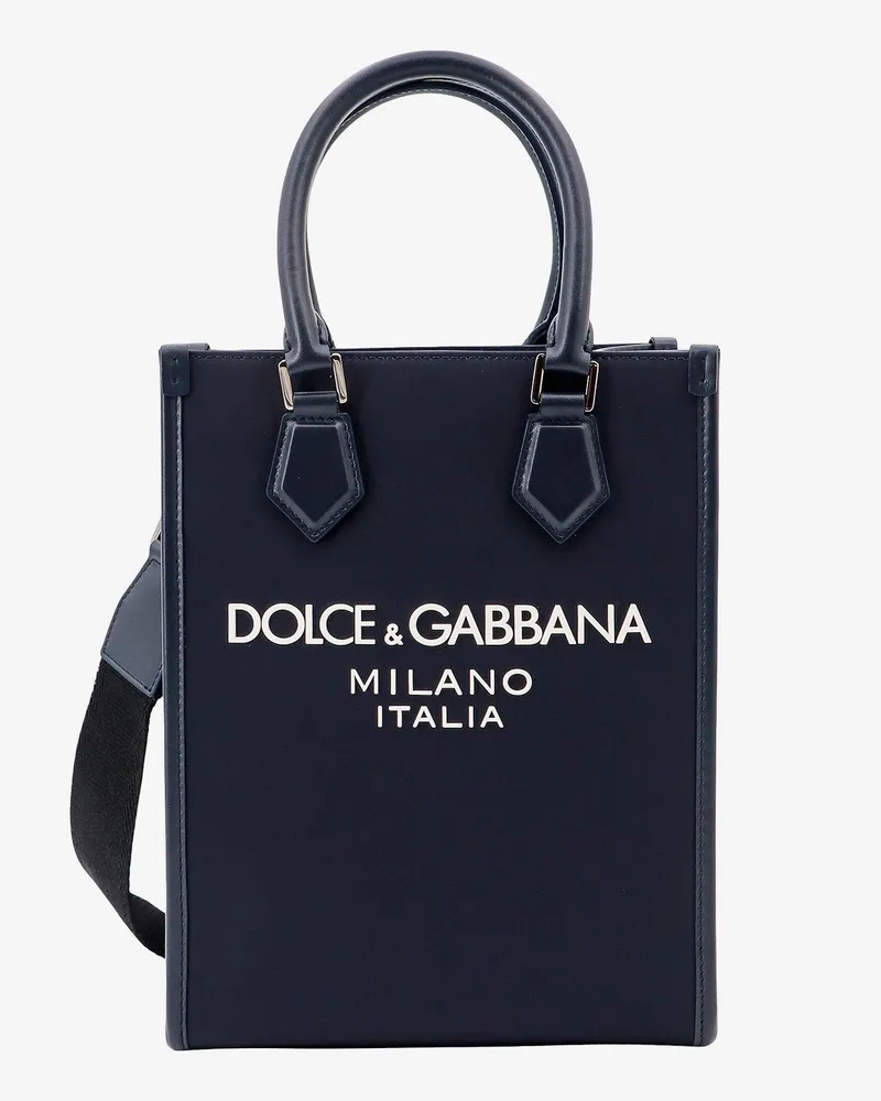 Dolce & Gabbana Nylon and leather handbag with embossed logo -  - gender_Man Blue