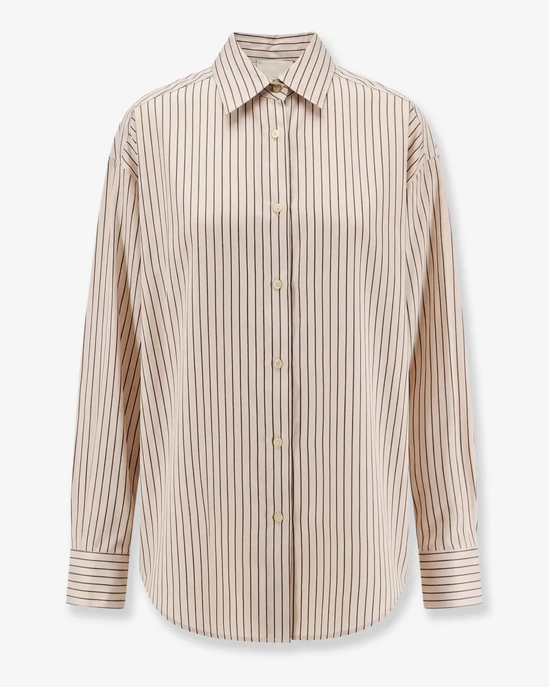 ALYSI Oversize striped lyocell and silk shirt -  - gender_Woman Beige