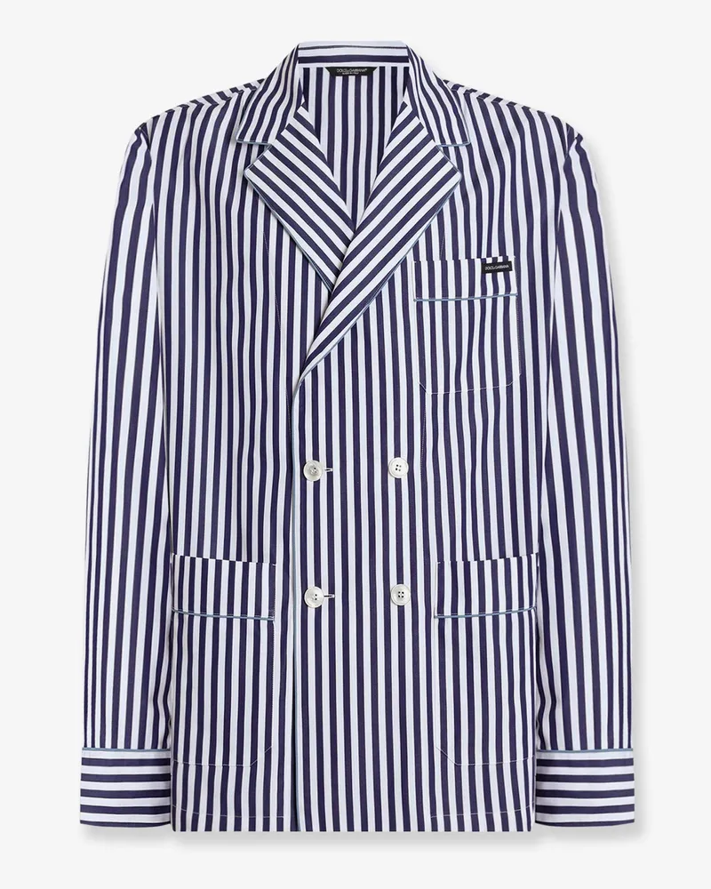 Dolce & Gabbana Cotton blazer with striped motif -  - gender_Man Blue