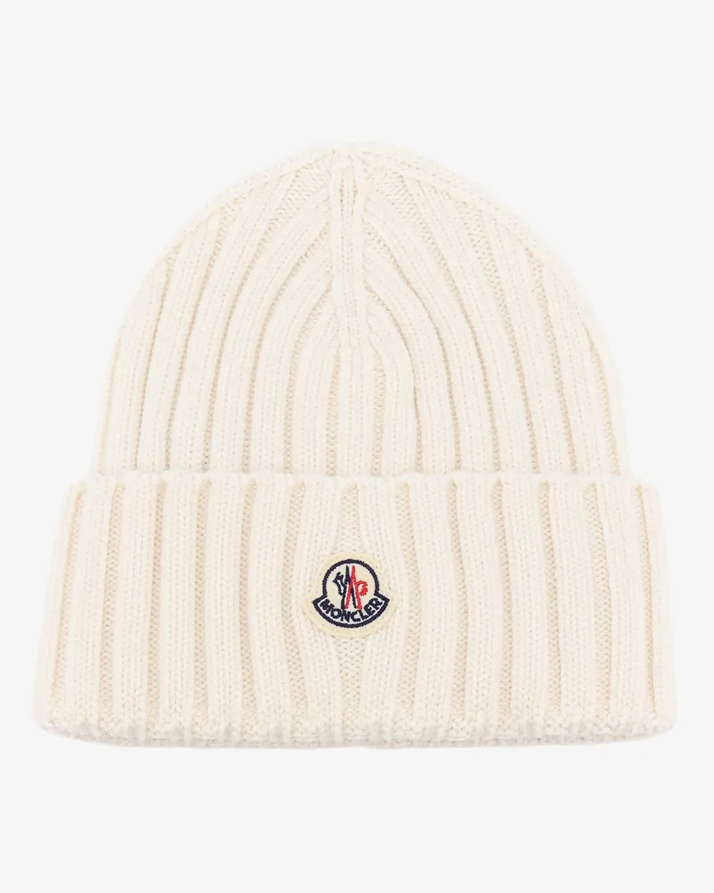 Moncler Ribbed responsible wool hat -  - gender_Woman White