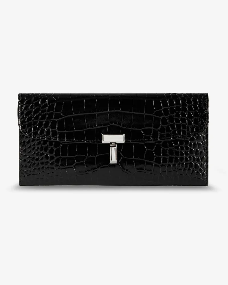 Totême T-Lock croco print leather wallet -  - gender_Woman Black