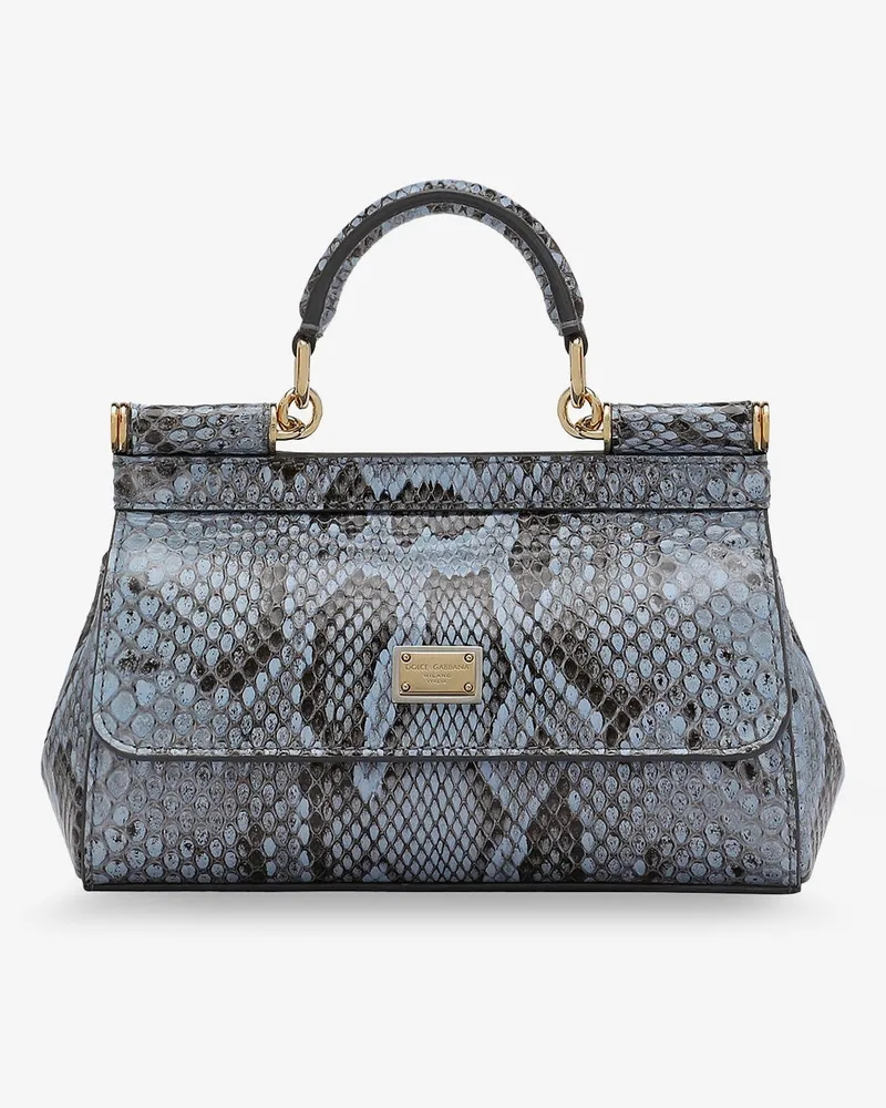 Dolce & Gabbana Sicily shiny python mini handbag -  - gender_Woman Blue