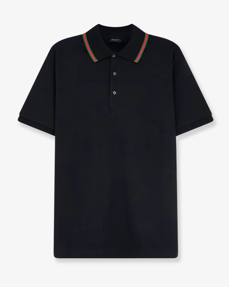 Gucci Cotton polo shirt with Nastro Web detail on the collar -  - gender_Man Black