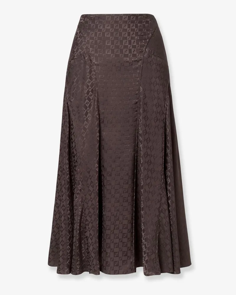 Fendi Midi FF jacquard silk skirt -  - gender_Woman Brown
