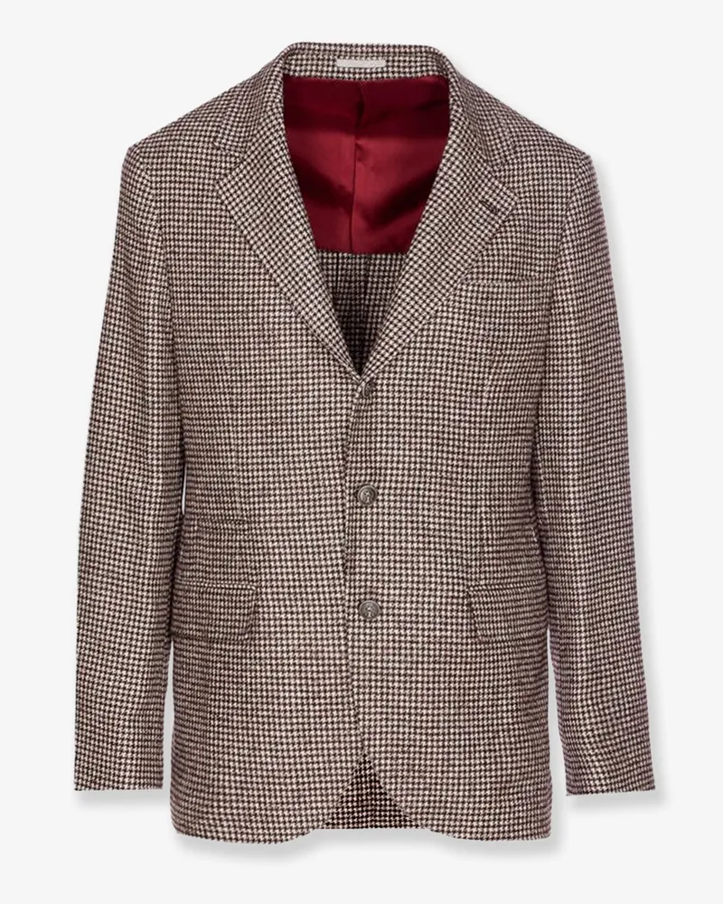 Brunello Cucinelli Single-breasted wool and alpaca blazer -  - gender_Man Brown