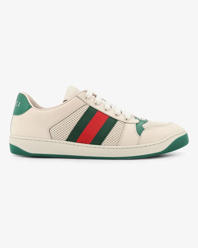 Gucci Screener mesh and leather sneakers with Nastro Web on the side -  - gender_Man White