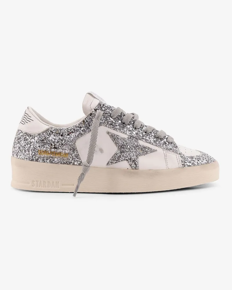 Golden Goose Stardan low-top leather sneakers with glitter profiles -  - gender_Woman Silver
