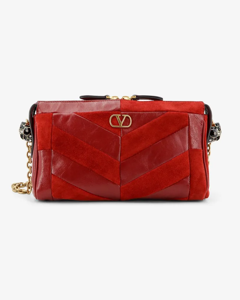 Valentino Garavani Panthea suede and leather crossbody bag -  - gender_Woman Red