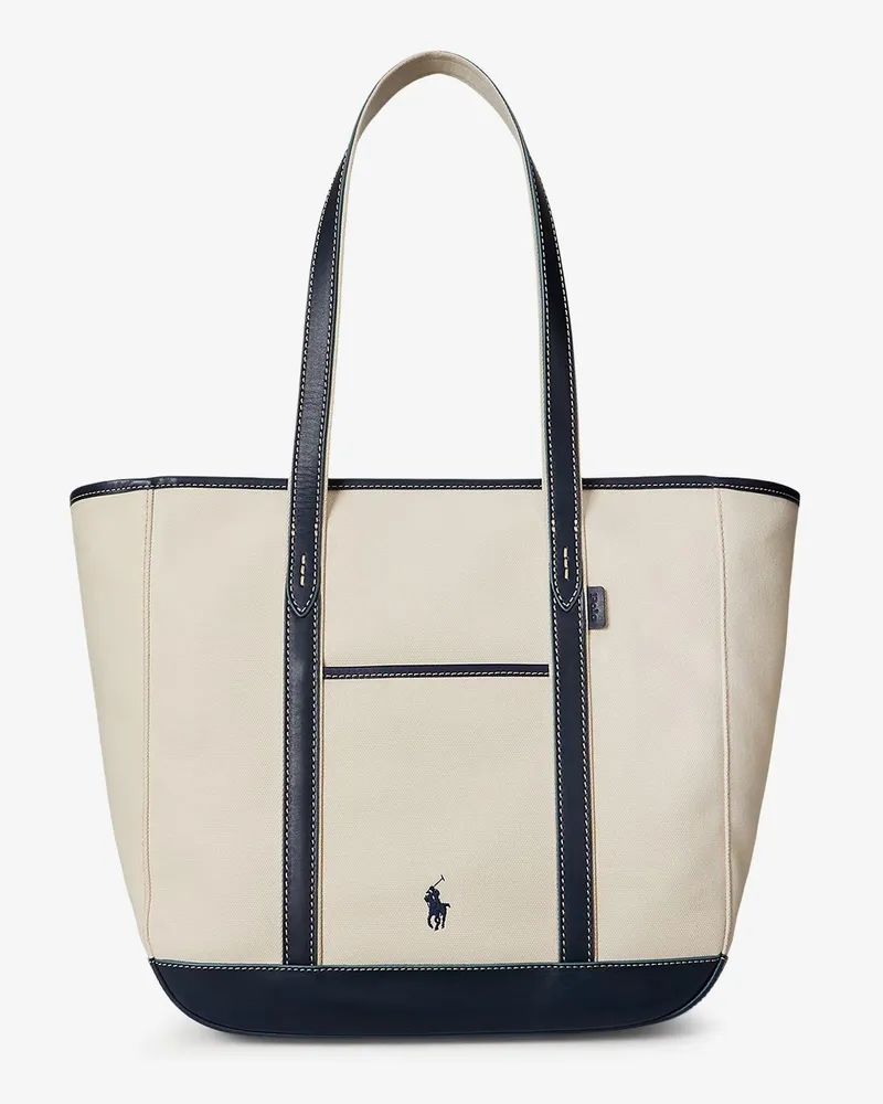 Ralph Lauren Canvas shopping bag with embroidered logo -  - gender_Woman Beige