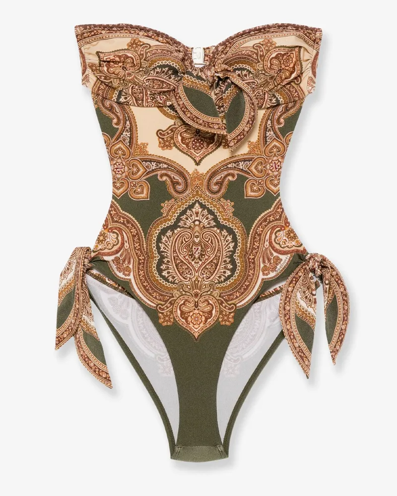 Zimmermann Mahon nylon one-piece swimsuit with paisley print -  - gender_Woman Brown