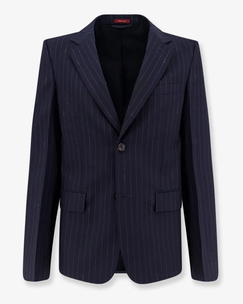 Gucci pinstripe wool single-breasted blazer - GUCCI - gender_Man Blue
