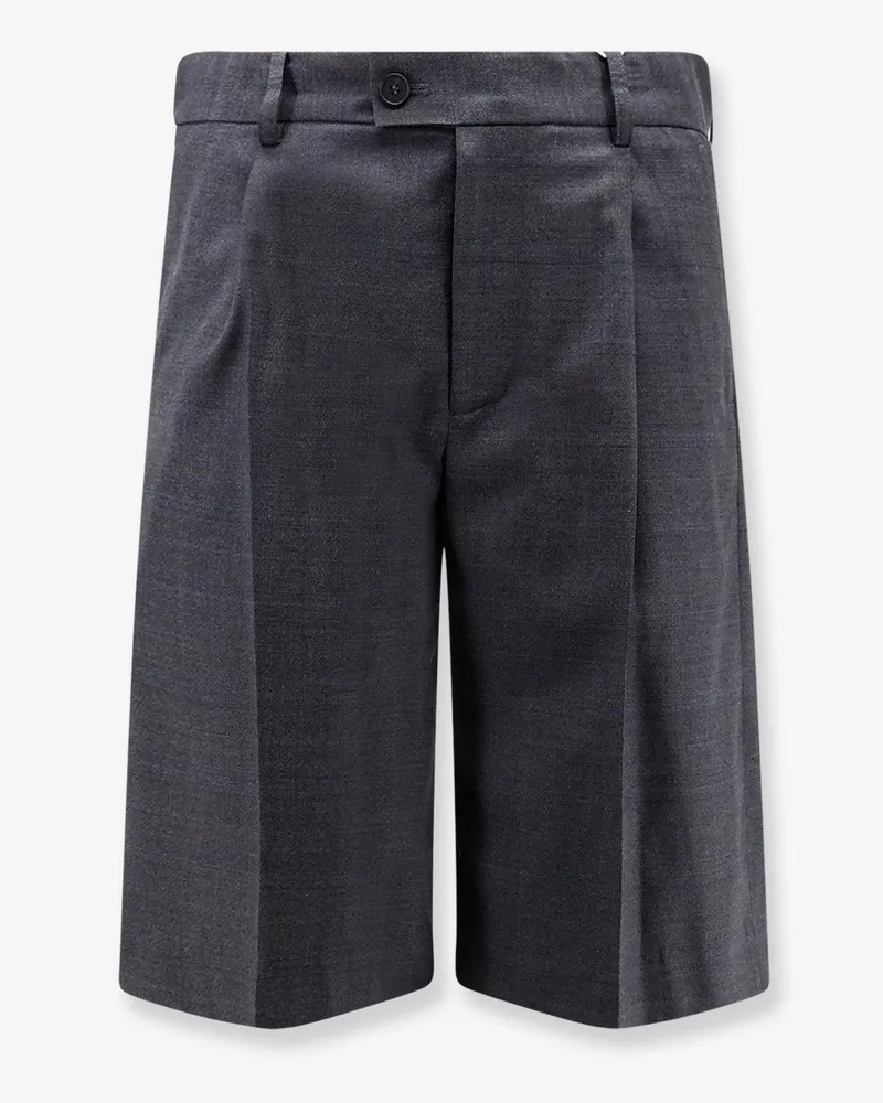 Dunst Pleated Check wool blend bermuda shorts -  - gender_Man Grey