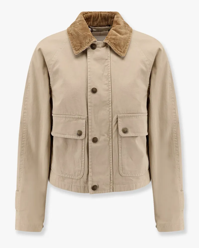 Burberry Organic cotton jacket with check lining -  - gender_Woman Beige
