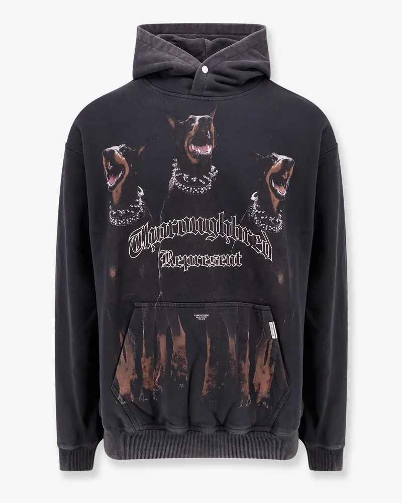 REPRESENT Cotton sweatshirt with frontal thoroughbred print -  - gender_Man Black
